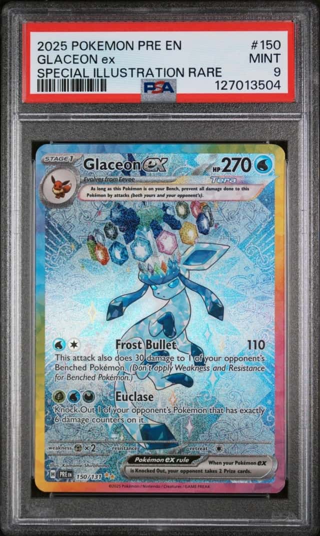 2025 POKEMON PRISMATIC EVOLUTIONS SPECIAL ILLUSTRATION RARE GLACEON EX PSA 9
