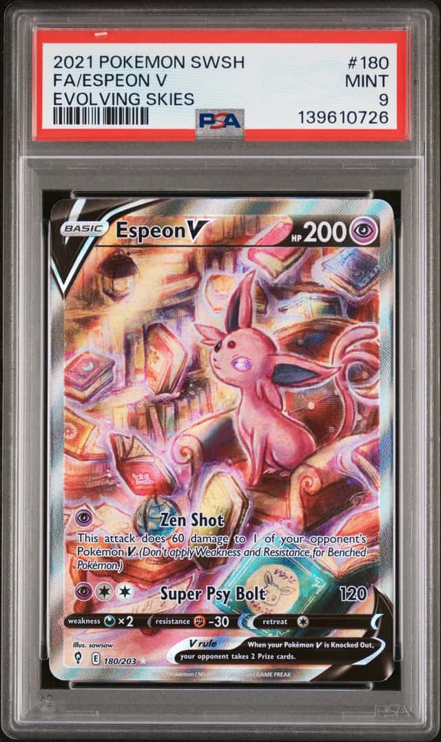 2021 POKEMON SWORD & SHIELD EVOLVING SKIES #180/203 ESPEON V ALT FULL ART PSA 9