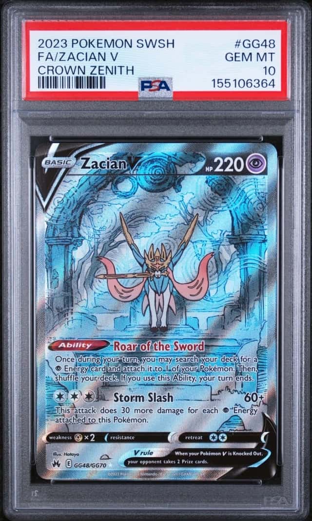 2023 POKEMON SWORD & SHIELD CROWN ZENITH #GG48 FULL ART/ZACIAN V PSA 10