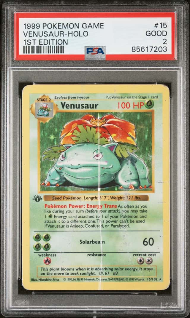 1999 POKEMON 1ST EDITION #15/102 VENUSAUR HOLO RARE PSA 2