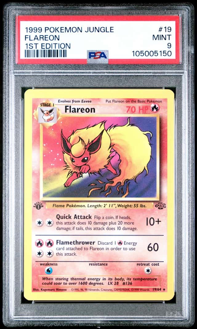 1999 POKEMON JUNGLE 1ST EDITION #19/64 FLAREON RARE PSA 9
