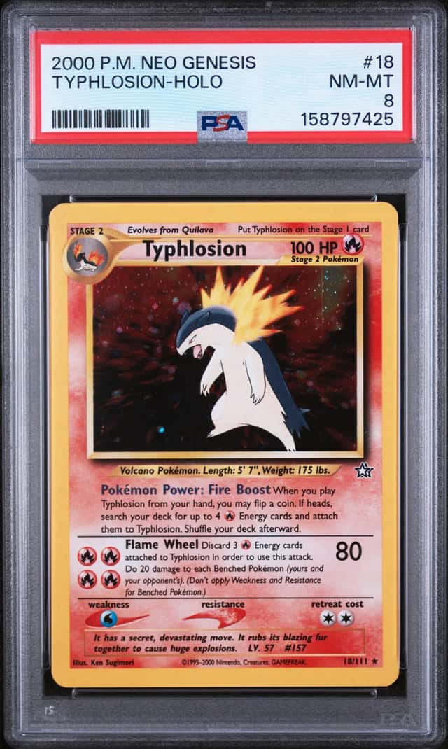 Pokemon 2000 Typhlosion 18/111 Holo Neo Genesis PSA 8