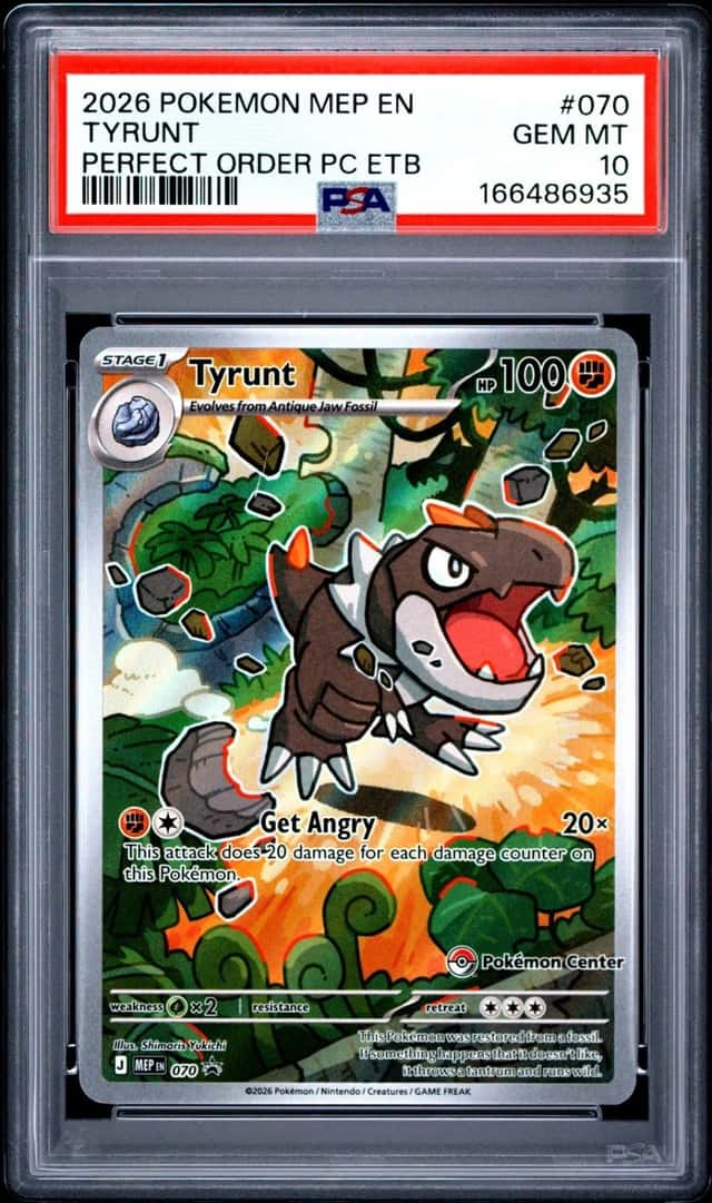 2026 POKEMON PERFECT ORDER POKEMON CENTER ETB PROMO #070 TYRUNT PSA 10