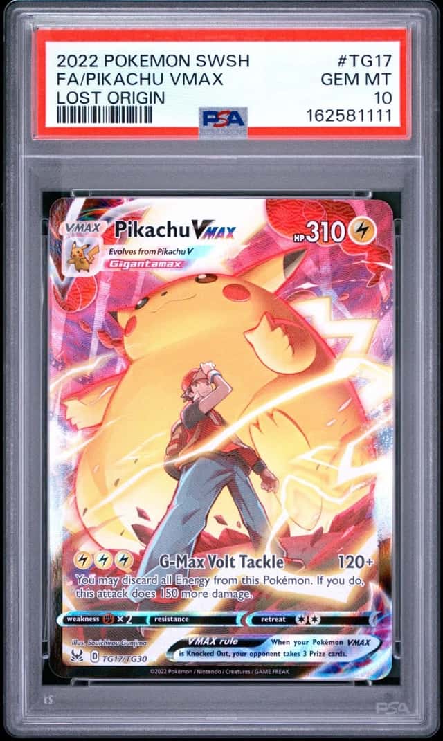2022 POKEMON SWORD & SHIELD LOST ORIGIN #TG17 FULL ART/PIKACHU VMAX PSA 10