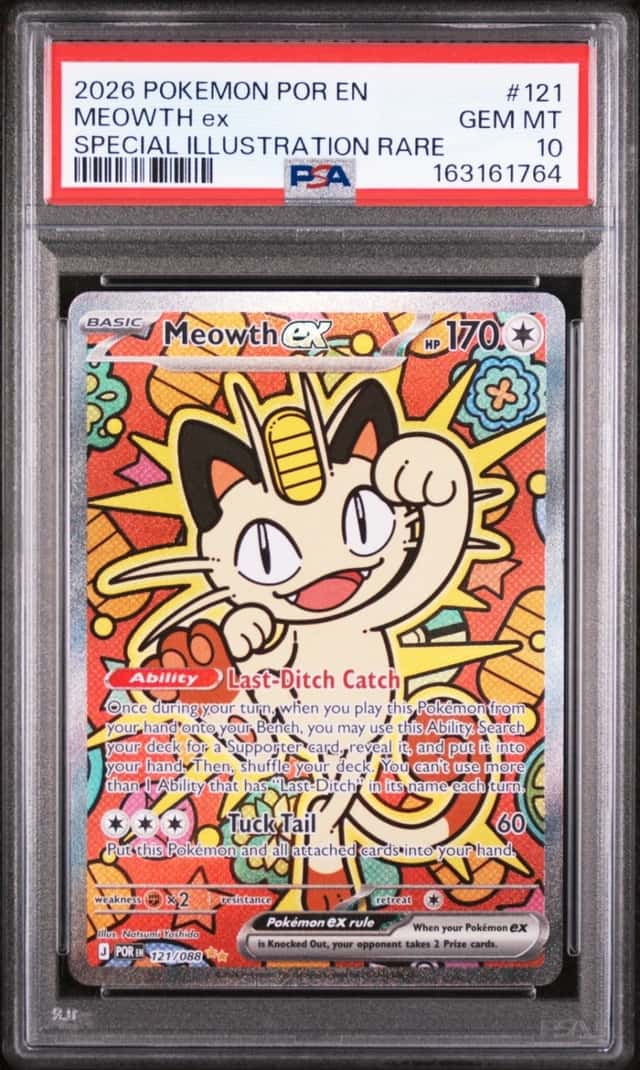 2026 POKEMON POR EN-PERFECT ORDER SPECIAL ILLUSTRATION RARE MEOWTH EX PSA 10