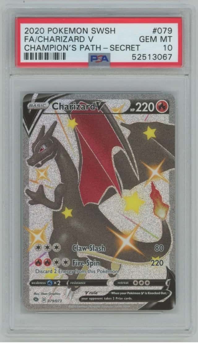 2020 Pokemon SWSH Champion's Path Secret Full Art Charizard V PSA 10 #079/073