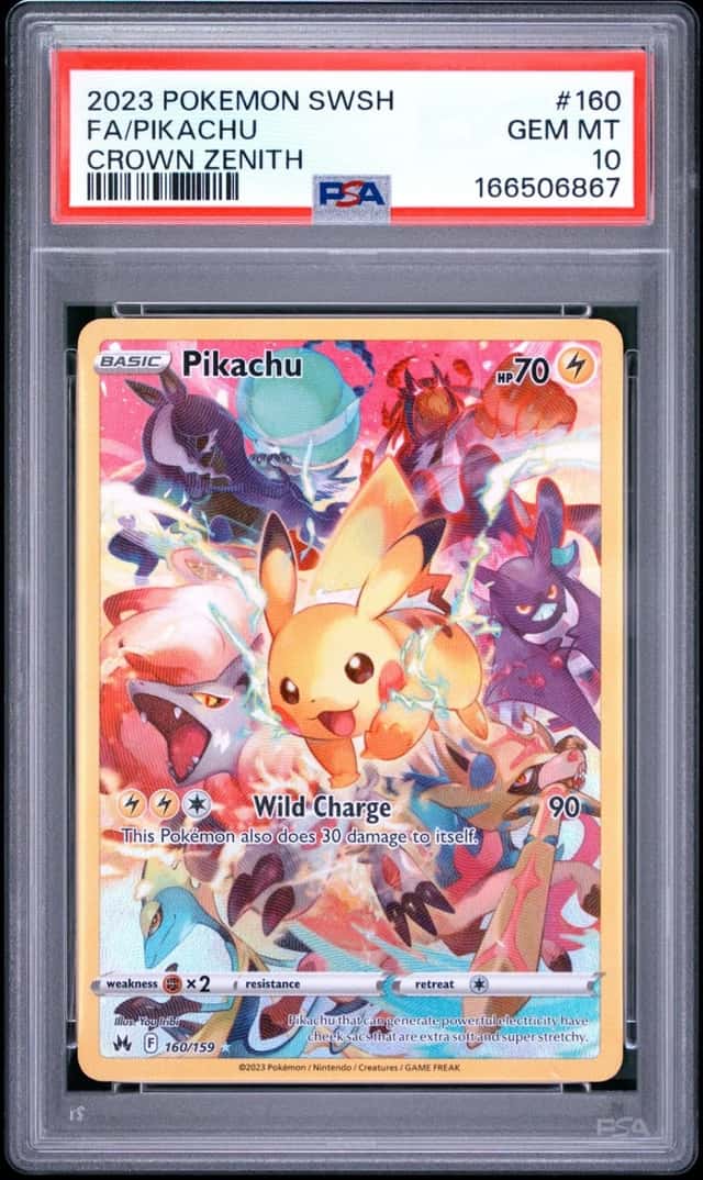2023 POKEMON SWORD & SHIELD CROWN ZENITH #160 FULL ART/PIKACHU PSA 10
