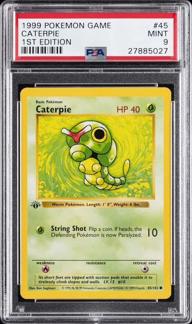 1999 POKEMON BASE SET 1ST EDITION #45 CATERPIE PSA 9