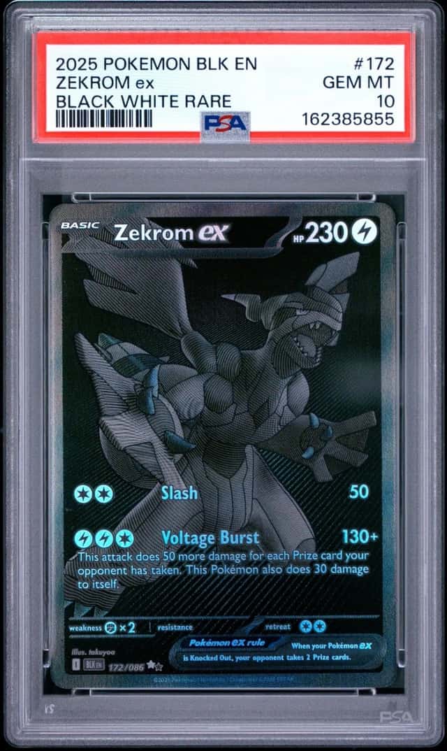 2025 POKEMON BLK EN-BLACK BOLT BLACK WHITE RARE #172 ZEKROM EX PSA 10