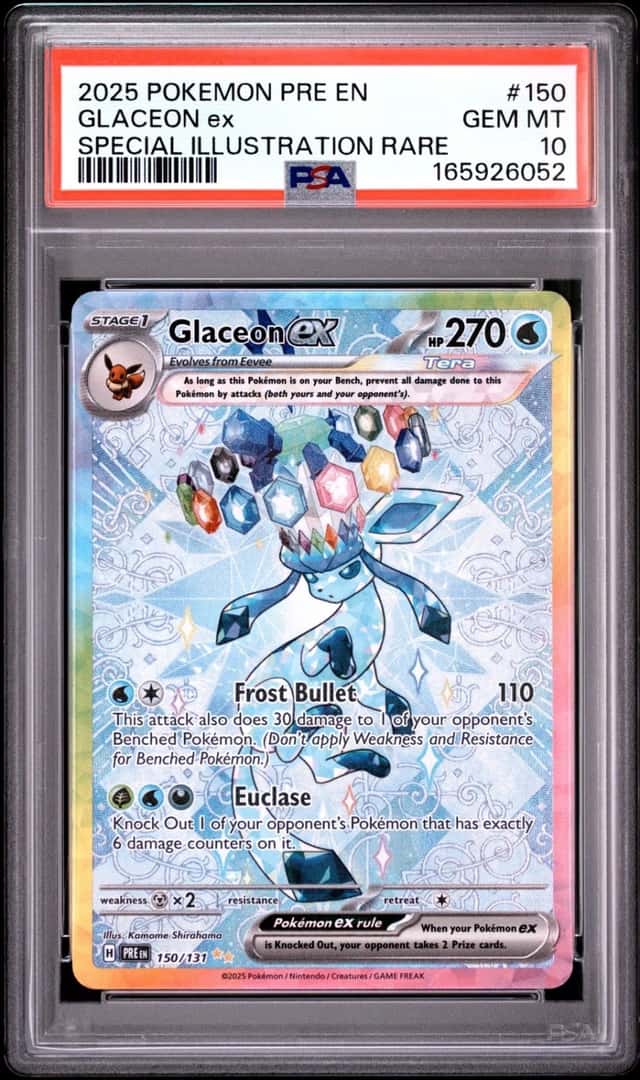 2025 POKEMON PRISMATIC EVOLUTIONS SPECIAL ILLUSTRATION RARE GLACEON EX PSA 10
