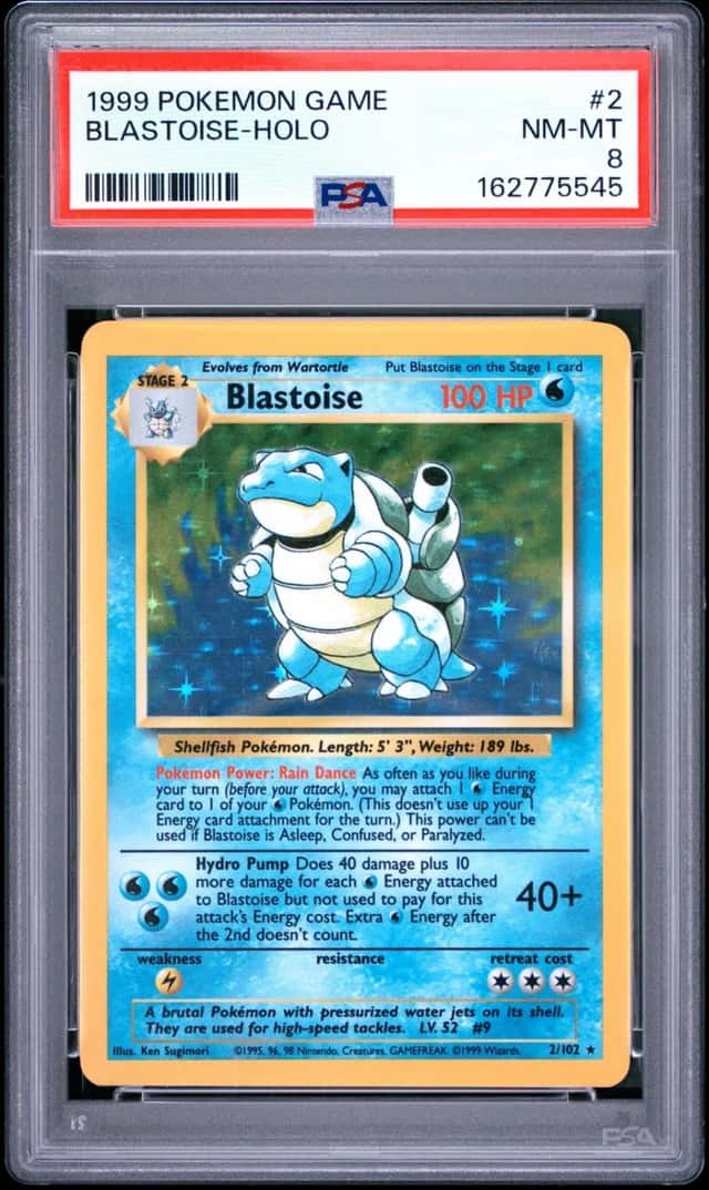 1999 POKEMON BASE SET UNLIMITED #2 BLASTOISE-HOLO PSA 8