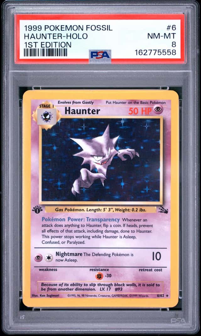 1999 POKEMON FOSSIL 1ST EDITION #6 HAUNTER-HOLO PSA 8