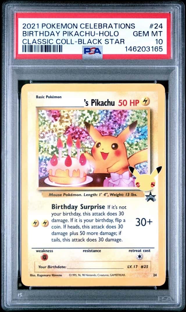 2021 POKEMON CELEBRATIONS CLASSIC COLLECTION #24 BIRTHDAY PIKACHU-HOLO PSA 10