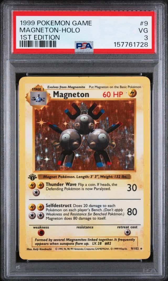 1999 POKEMON BASE SET 1ST EDITION #9 MAGNETON-HOLO PSA 3