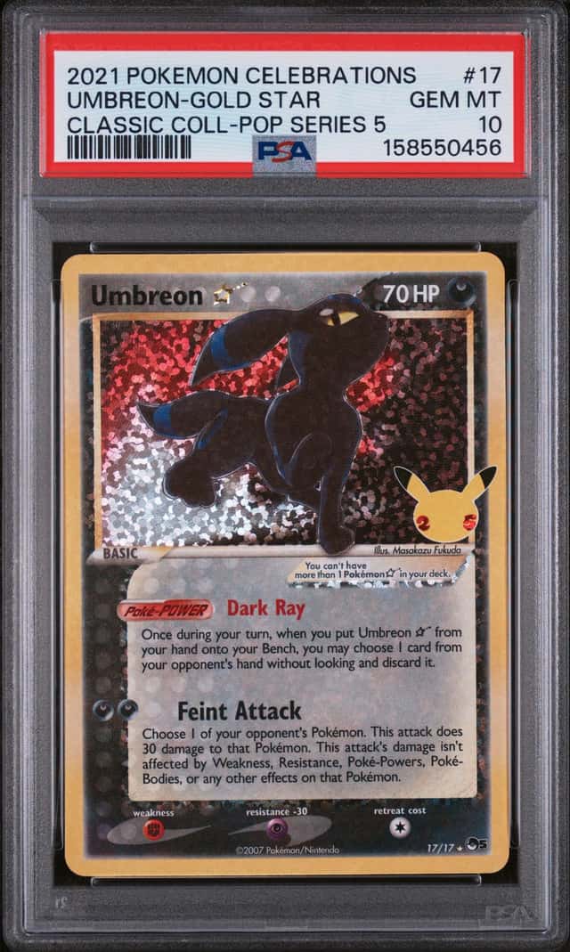 #2 2021 Pokemon Celebrations Classic Coll Pop Series 5 Umbreon Gold Star PSA 10