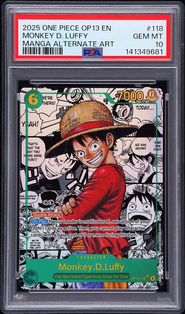 2025 One Piece OP13 EN Manga Alternate Art #118 Monkey D. Luffy PSA 10 GEM MINT