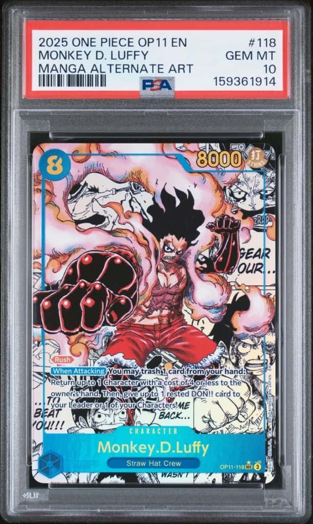 2025 One Piece OP11 EN Monkey D Luffy Manga Alternate Art #118 PSA 10 GEM MINT