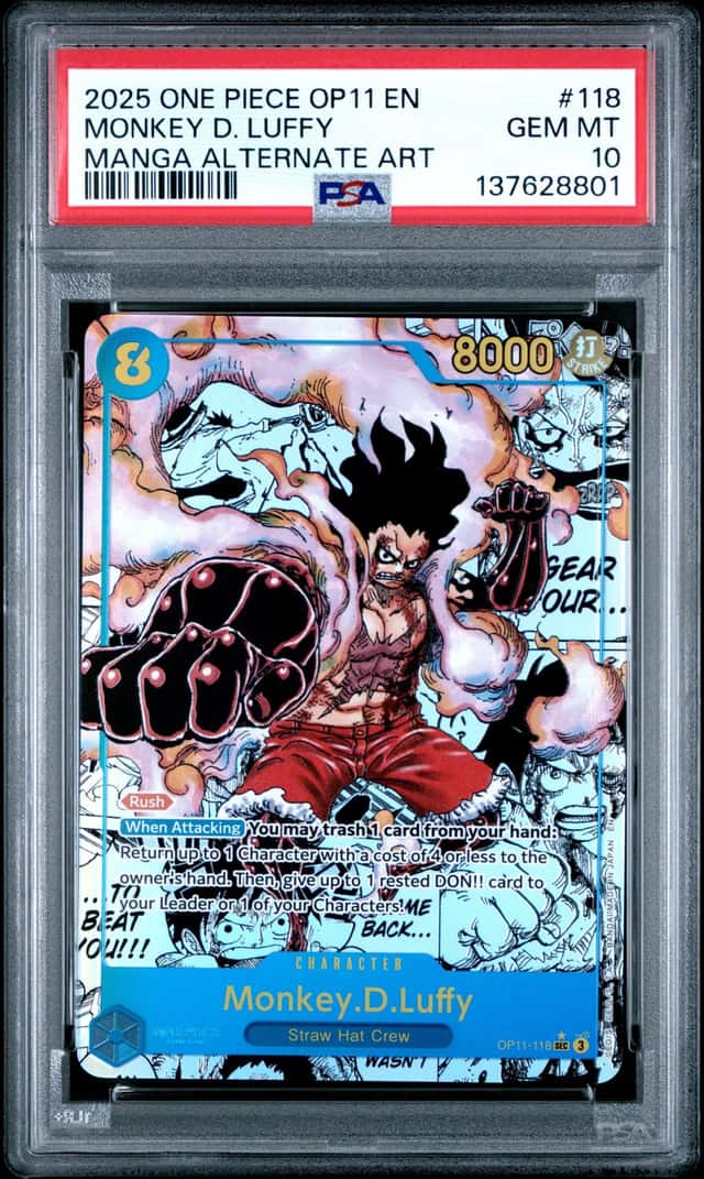 2025 One Piece Monkey D. Luffy Secret Rare Manga Art #OP11-118 PSA 10 GEM MINT