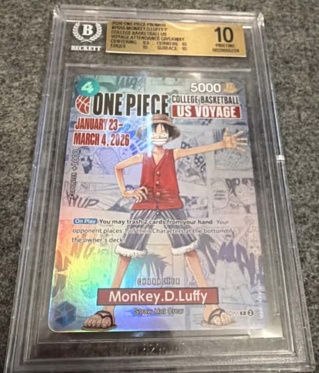 One Piece Monkey D Luffy College Basketball US Voyage P-055 BGS 10 BECKETT