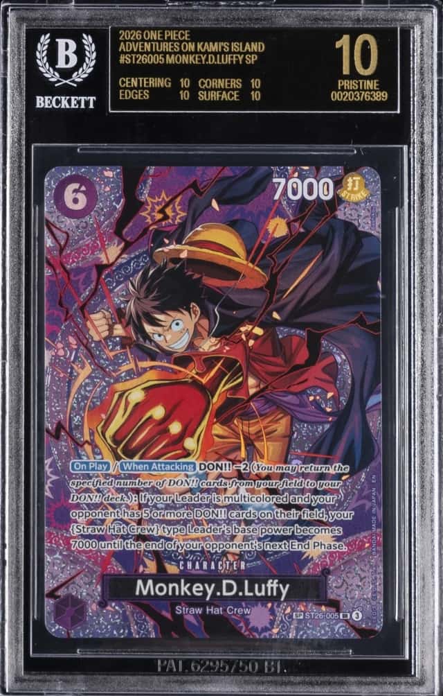 2026 ONE PIECE ADVENTURES ON KAMI'S ISLAND SP MONKEY D. LUFFY BGS 10 BLACK LABEL