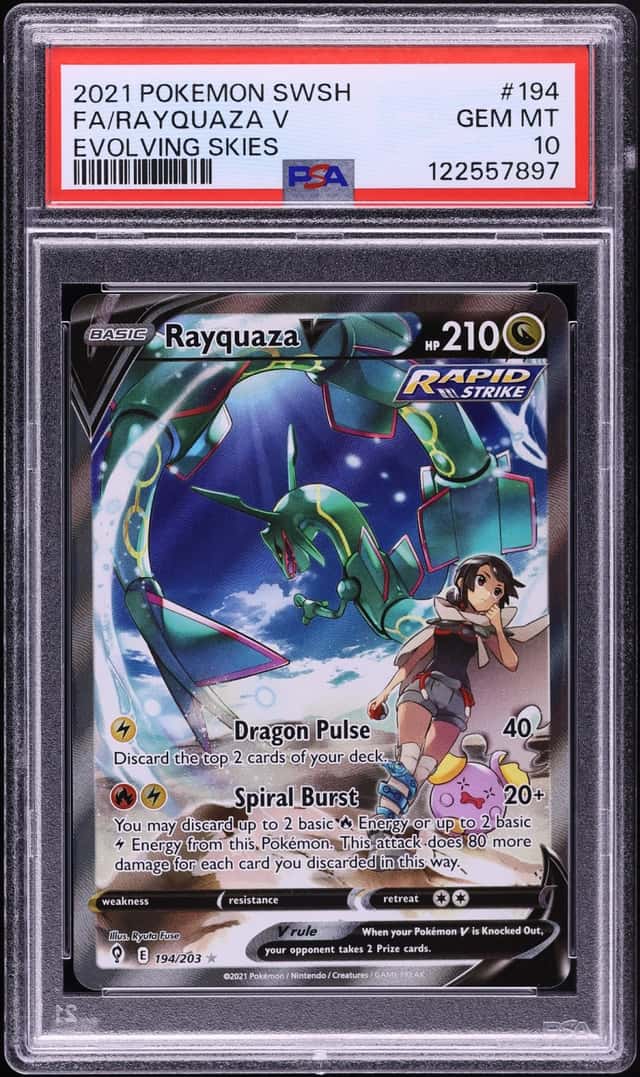 2021 Pokemon Sword & Shield Evolving Skies CHR Rayquaza V #194 PSA 10 GEM MINT
