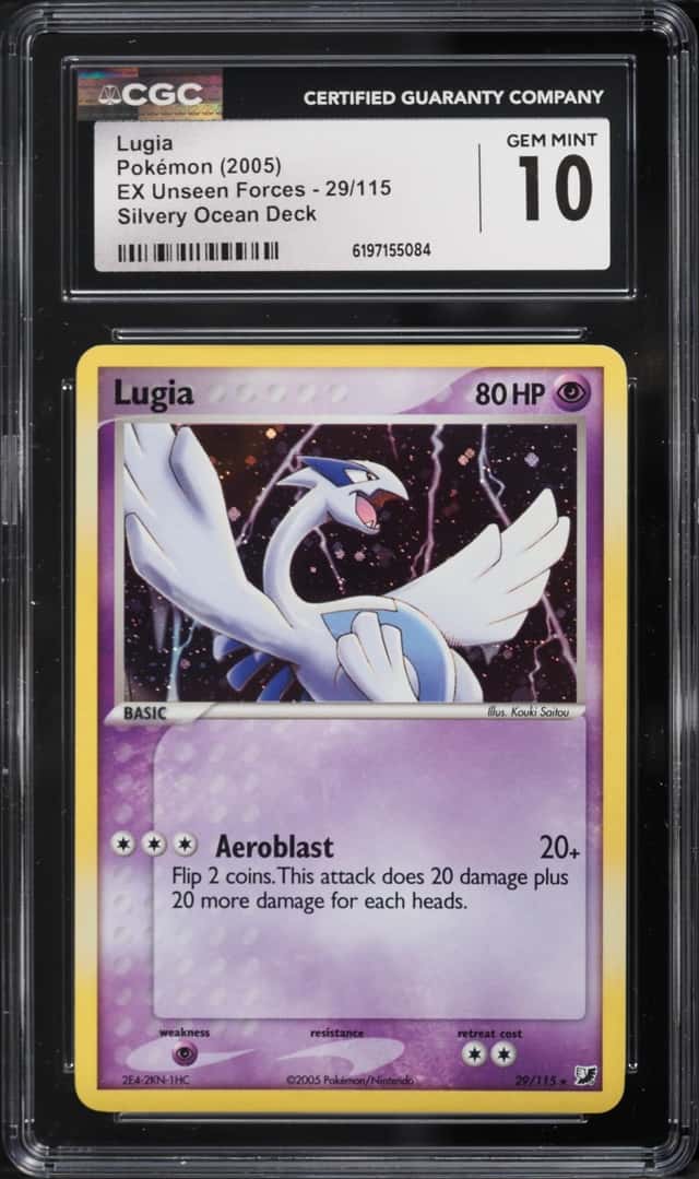 2005 Pokemon EX Unseen Forces Silvery Ocean Deck Holo Lugia #29 CGC 10 GEM MINT