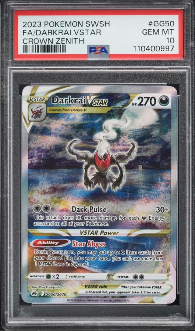 2023 Pokemon Sword & Shield Crown Zenith Alt Art Darkrai VSTAR #GG50 PSA 10 GEM MINT