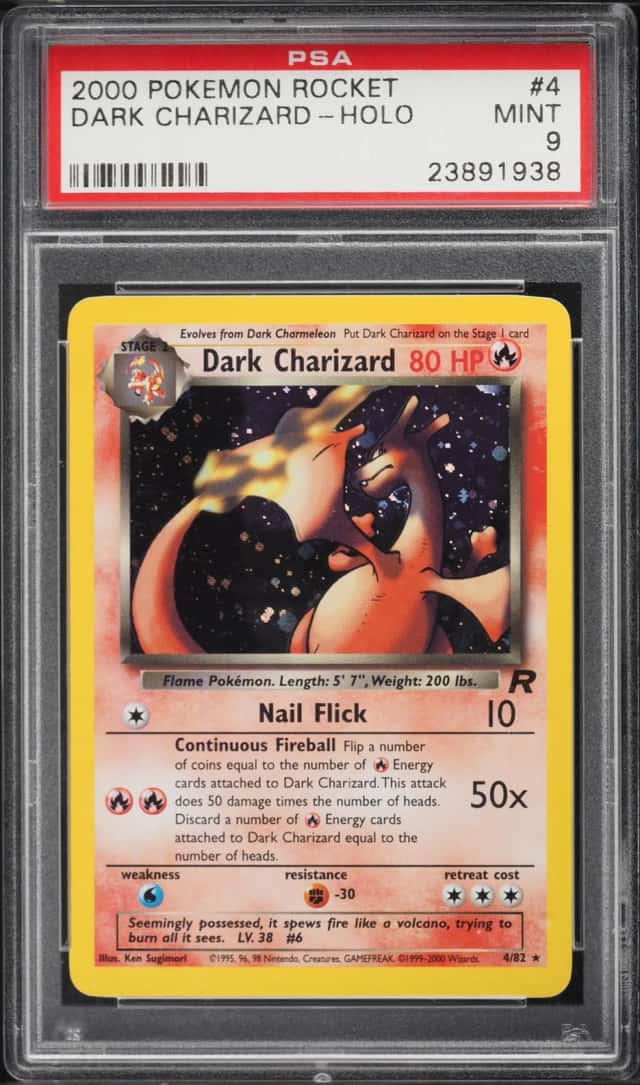 2000 Pokemon Team Rocket Holo Dark Charizard #4 PSA 9 MINT