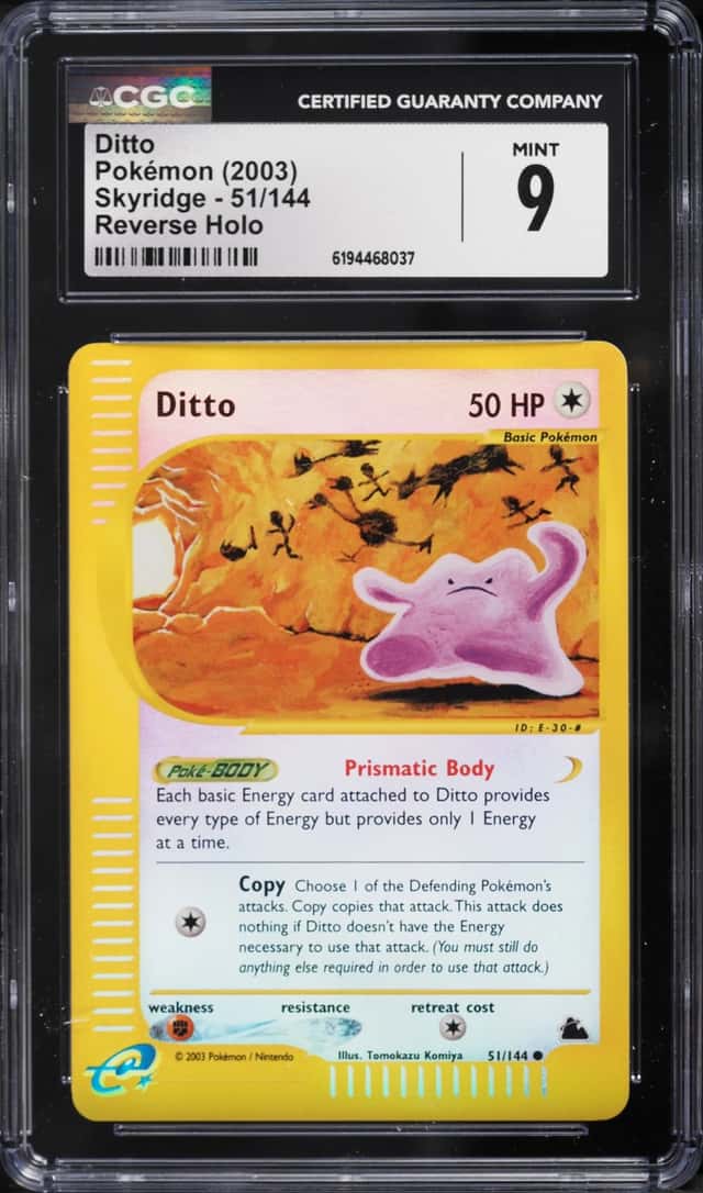 2003 Pokemon Skyridge Reverse Holo Ditto #51 CGC 9 MINT