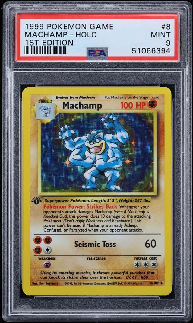 1999 Pokemon Base Set 1st Edition Holo Machamp #8 PSA 9 MINT