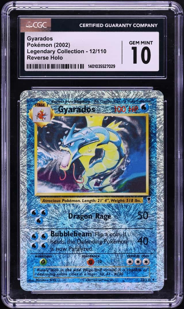 2002 Pokemon Legendary Collection Reverse Holo Gyarados #12 CGC 10 GEM MINT