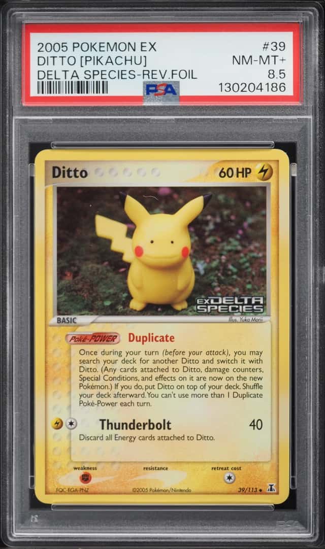 2005 Pokemon EX Delta Species Reverse Holo Ditto Pikachu #39 PSA 8.5 NM-MT+