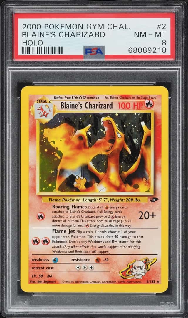 2000 Pokemon Gym Challenge Holo Blaine's Charizard #2 PSA 8 NM-MT