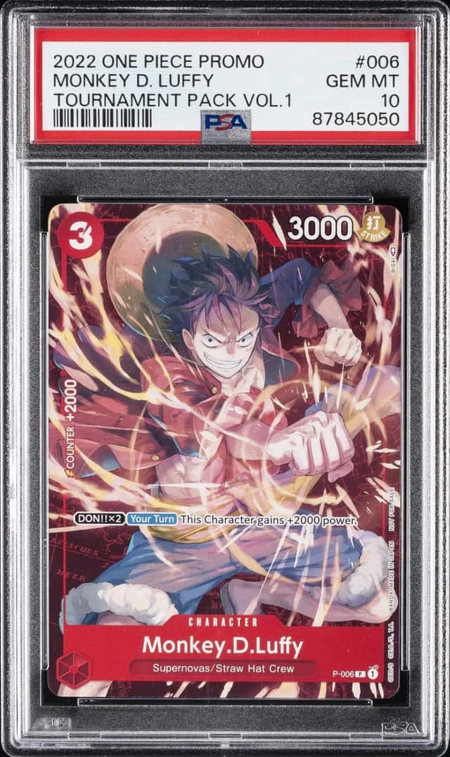 2022 ONE PIECE PROMOS TOURNAMENT PACK VOL.1 #006 MONKEY D. LUFFY PSA 10