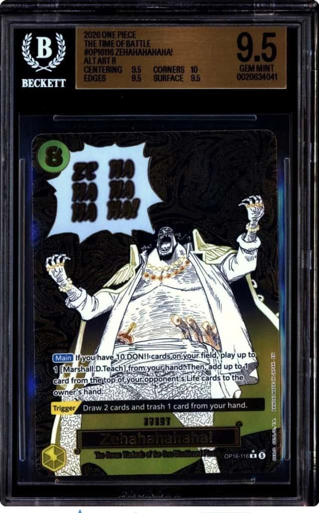 One Piece 2026 Zehahahahaha OP16-116 Alt Art R The Time Of Battle BGS 9.5