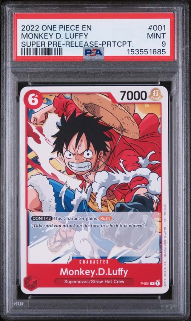 2022 ONE PIECE PROMOS SUPER PRE-RELEASE-PARTICIPATION #001 MONKEY D. LUFFY PSA 9