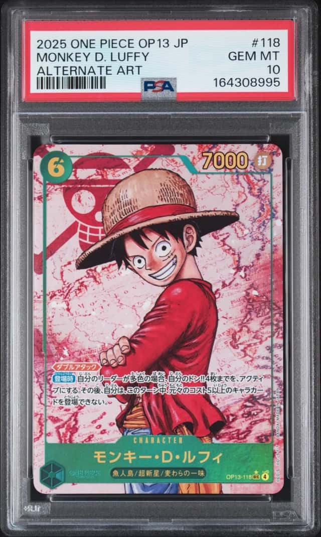 2025 ONE PIECE JAPANESE OP13-CARRYING ON HIS WILL #118 MONKEY D. LUFFY PSA 10