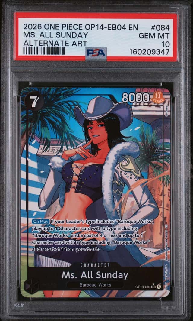 9347 Ms. All Sunday 2026 One Piece Azure Sea's Seven #OP14-084 Alt Art PSA 10