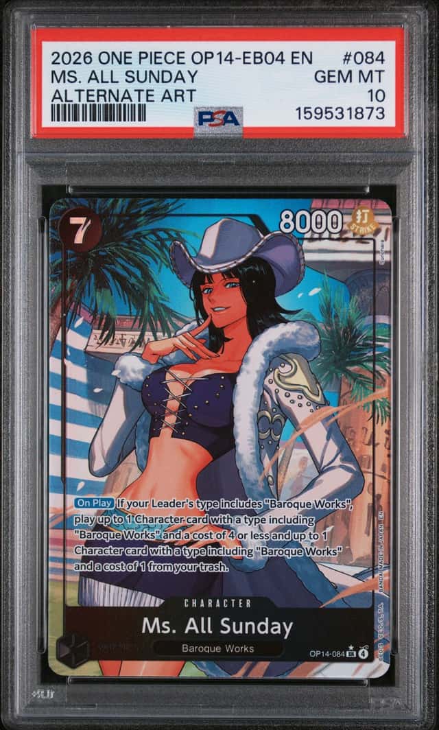 1873 Ms. All Sunday 2026 One Piece Azure Sea's Seven #OP14-084 Alt Art PSA 10