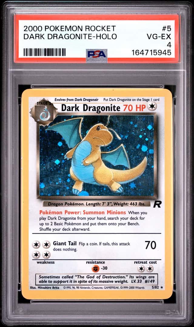 2000 POKEMON ROCKET #5 DARK DRAGONITE-HOLO PSA 4