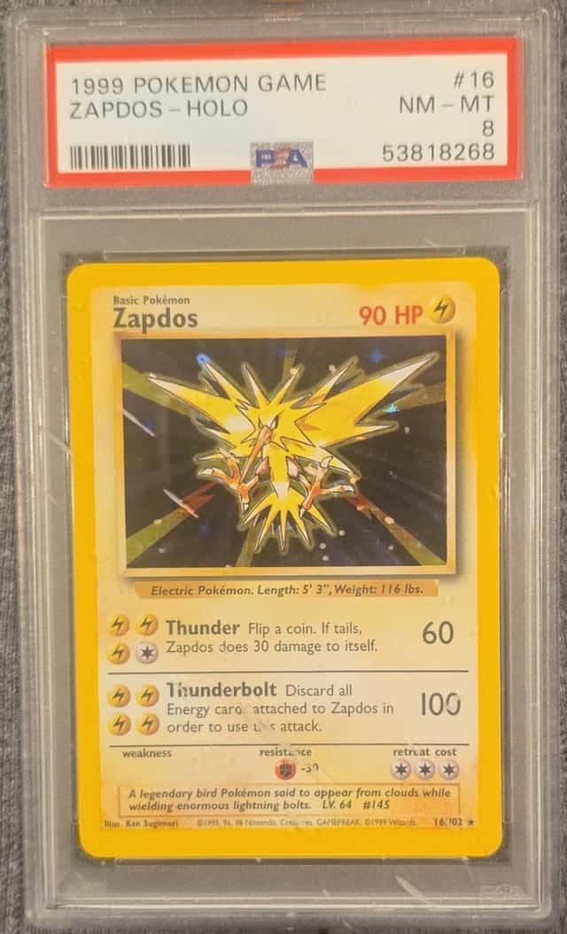 The Pokémon Company Pokemon TCG Base Set Zapdos 016/102 Holo PSA 8 1999