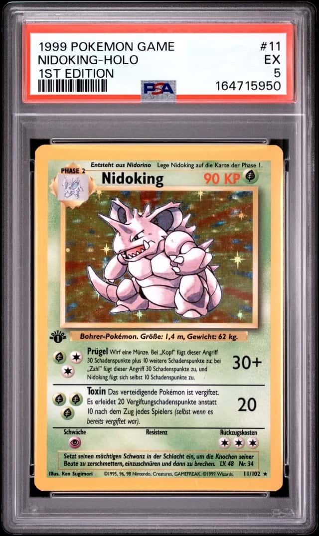 1999 POKEMON BASE SET 1ST EDITION #11 NIDOKING-HOLO PSA 5