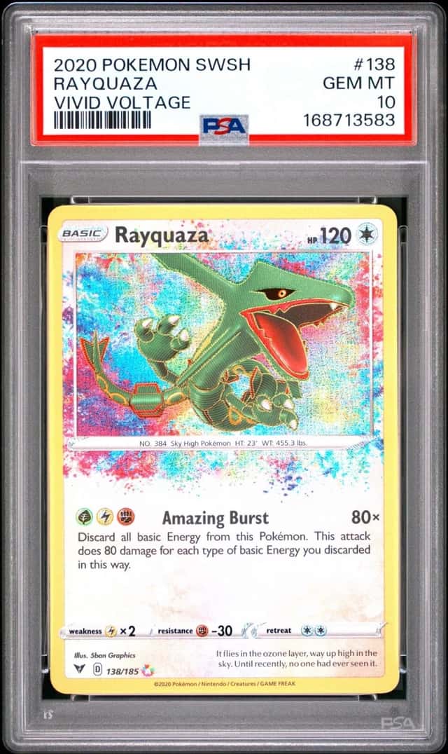 2020 POKEMON SWORD & SHIELD VIVID VOLTAGE #138 RAYQUAZA PSA 10