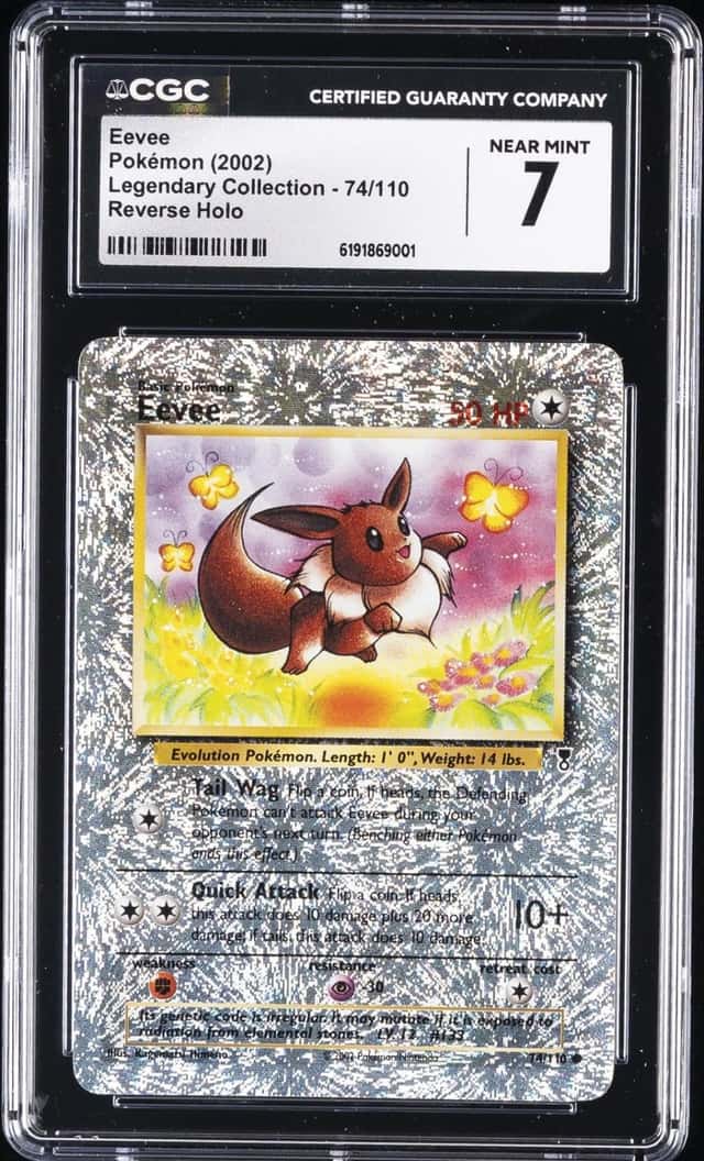 2002 POKEMON LEGENDARY COLLECTION REVERSE HOLO #74/110 EEVEE CGC 7