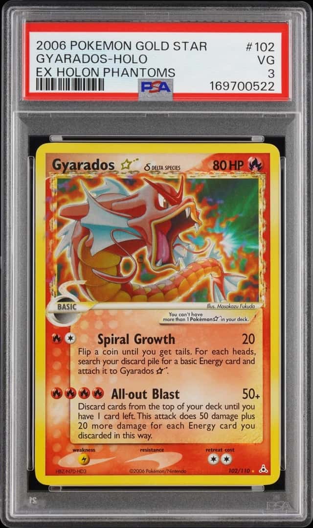 2006 POKEMON EX HOLON PHANTOMS GOLD STAR #102 GYARADOS-HOLO PSA 3