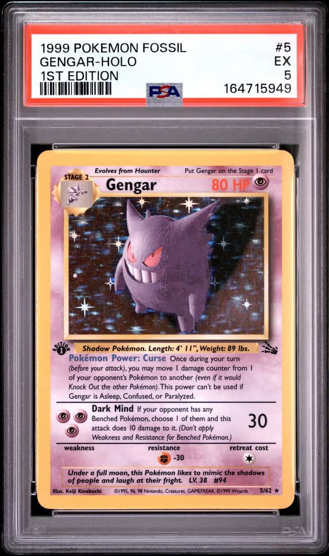 1999 POKEMON FOSSIL 1ST EDITION #5 GENGAR-HOLO PSA 5