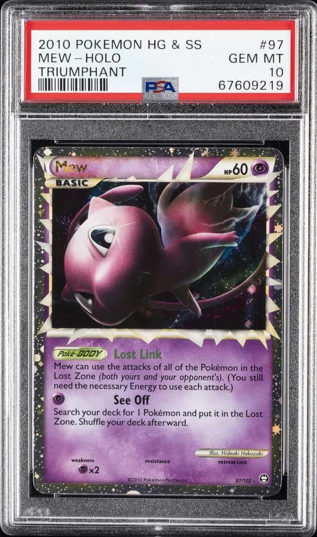 2010 POKEMON HEARTGOLD & SOULSILVER TRIUMPHANT #97 MEW-HOLO PSA 10