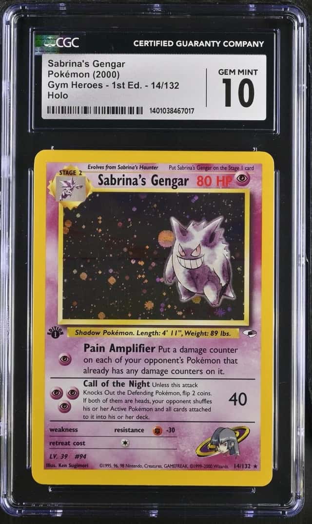 Pokemon Sabrina's Gengar Gym Heroes 1st Edition 14/132 Holo CGC 10 Gem Mint