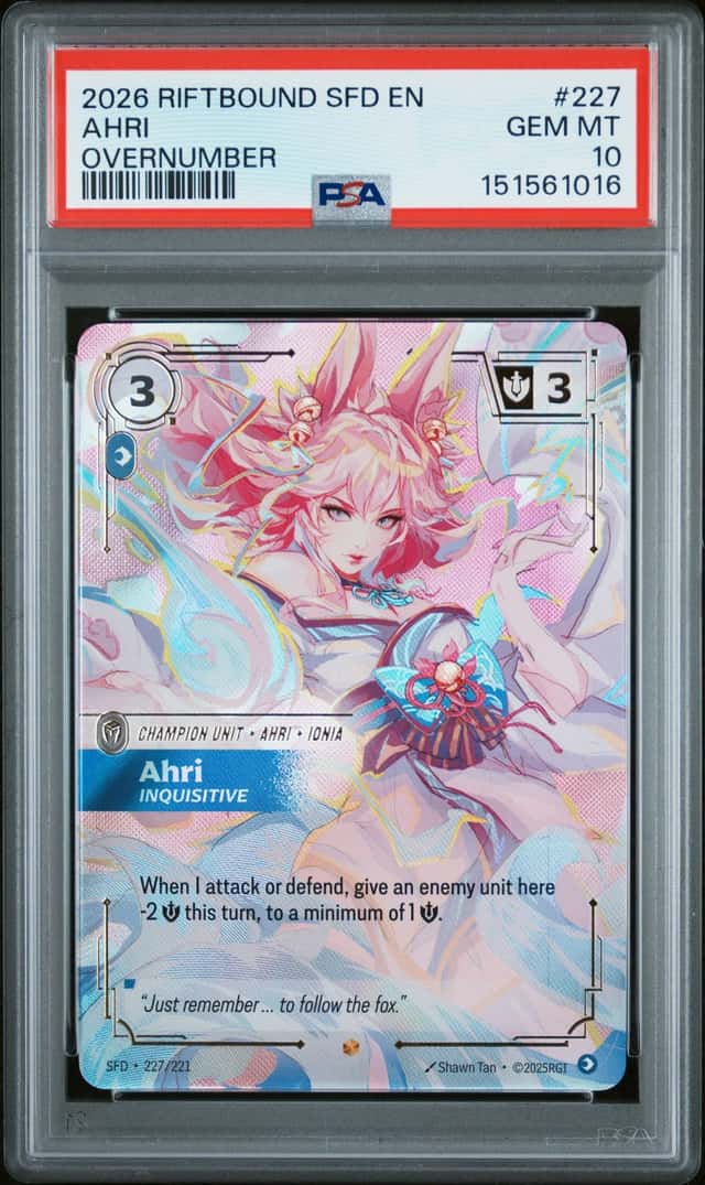 Riftbound League Of Legends Ahri Inquisitive Spiritforged 227 Overnumber PSA 10