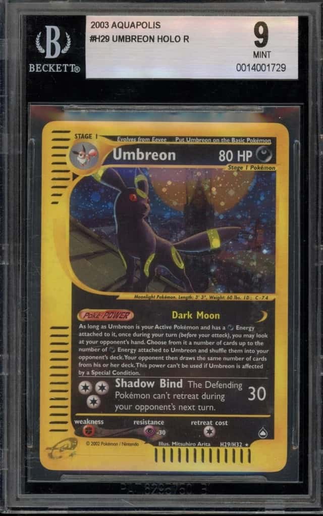 Pokemon Umbreon Holo Aquapolis H29 BGS 9 Mint